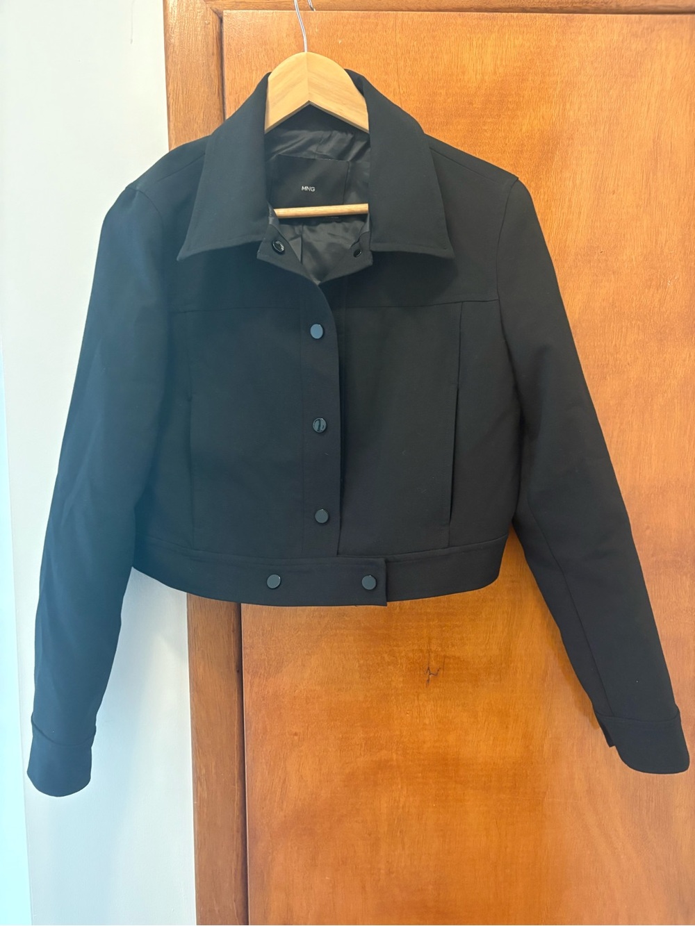 Mango Black Cropped Button-Front Jacket